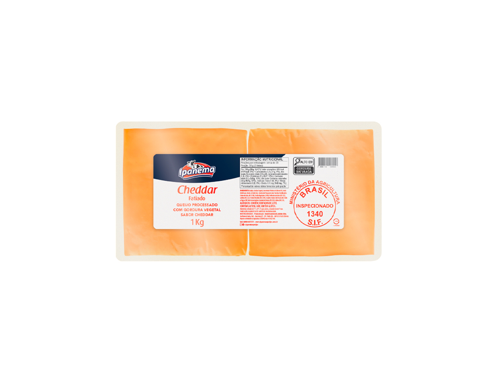 CHEDDAR FATIADO PROCESSADO 42 FATIAS IPANEMA 1 KG (CX  9 PCT)